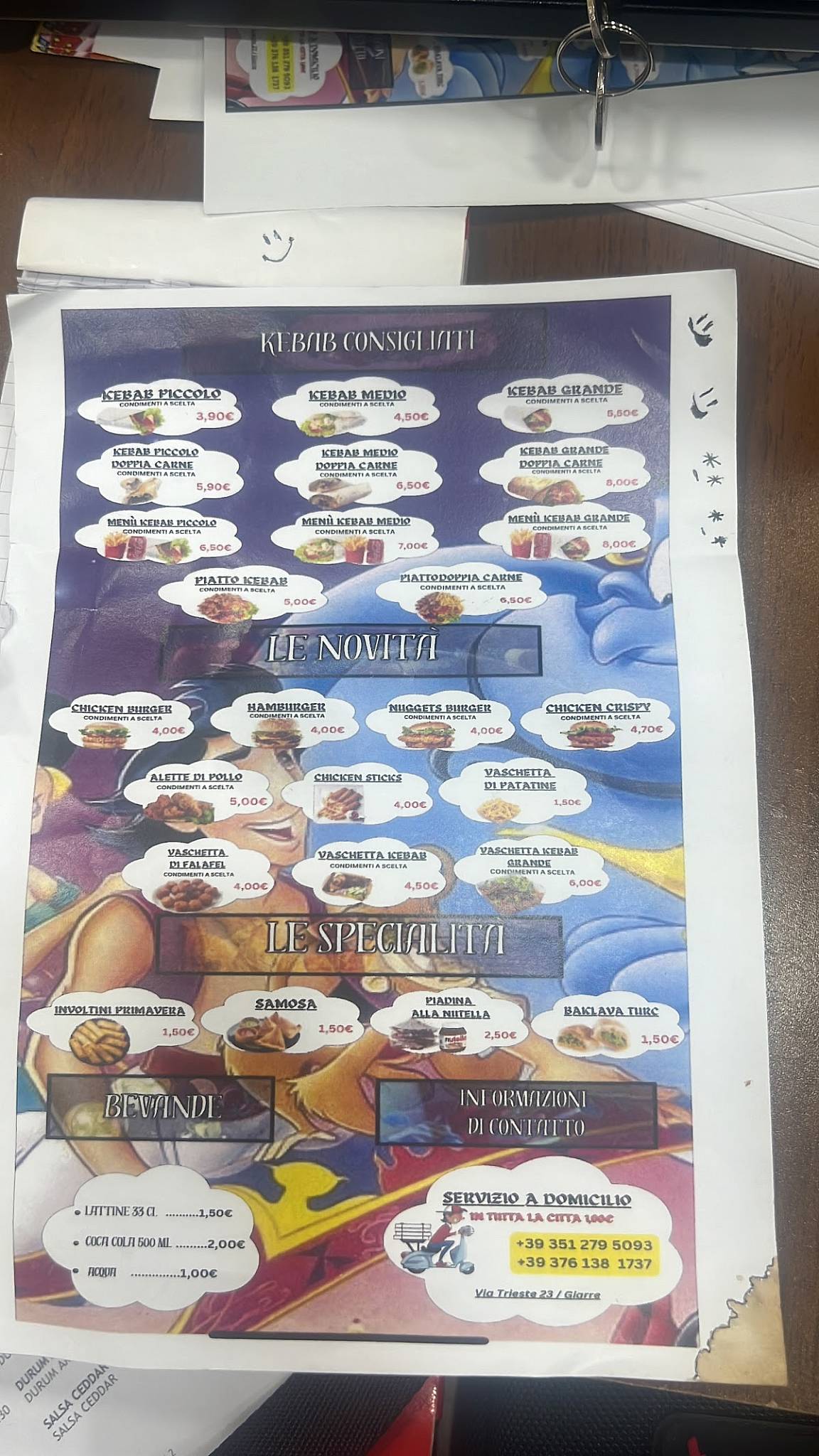 Menu di Kebab Aladdin 