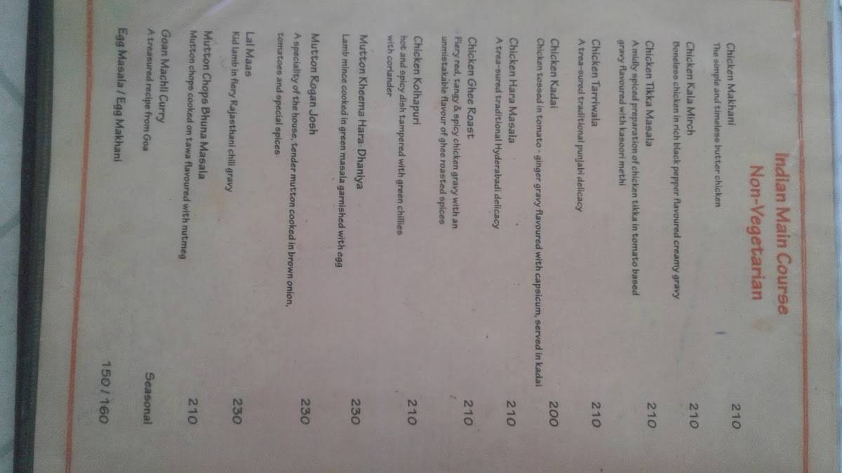 Khyber Restaurant menu