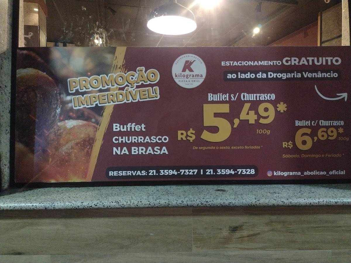 Kilograma Pizza e Grill Abolição cardápio
