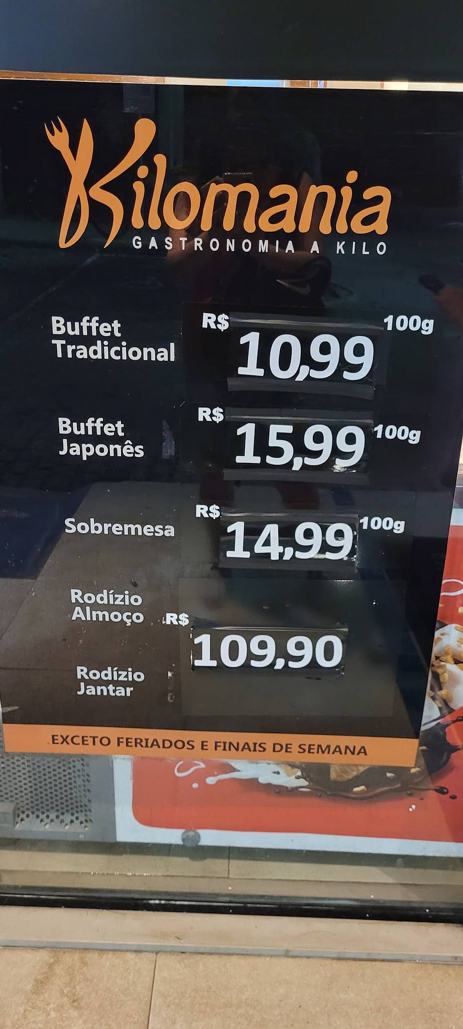 Kilomania cardápio