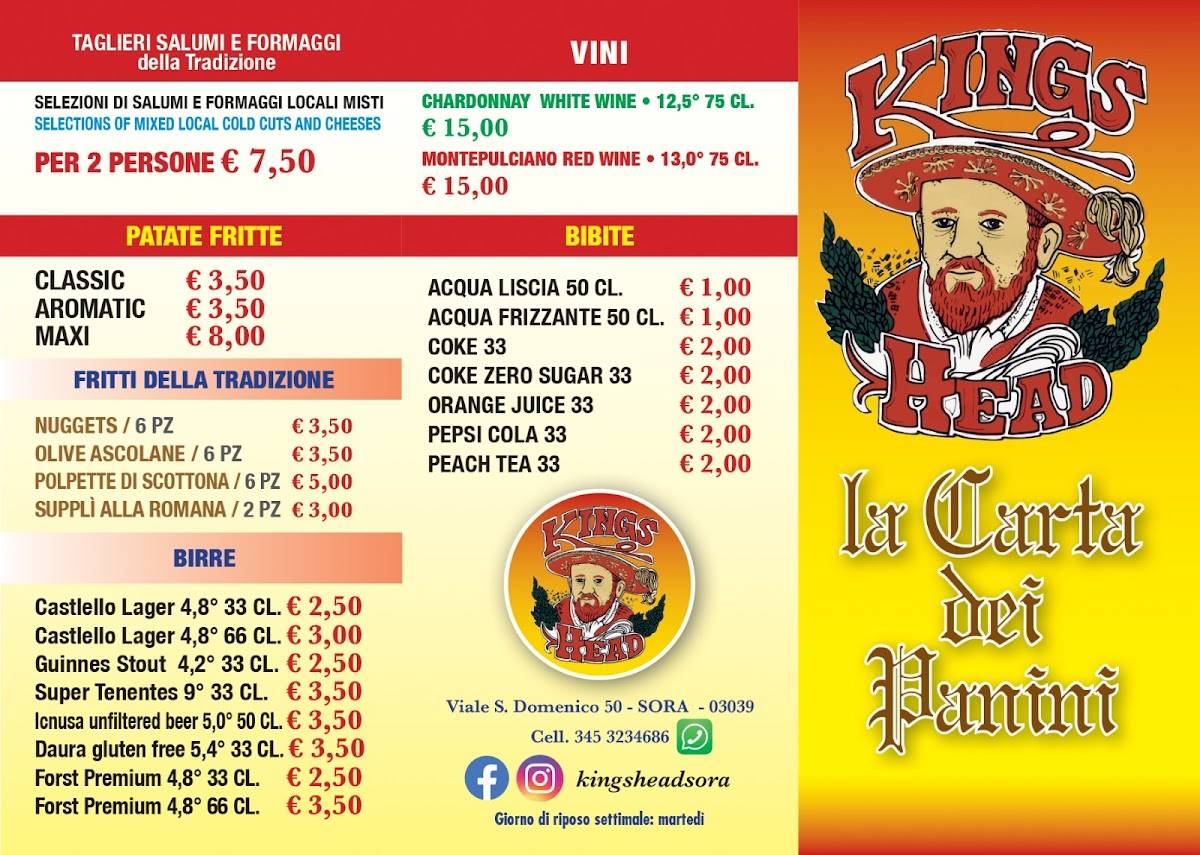 Menu di Kings Head 