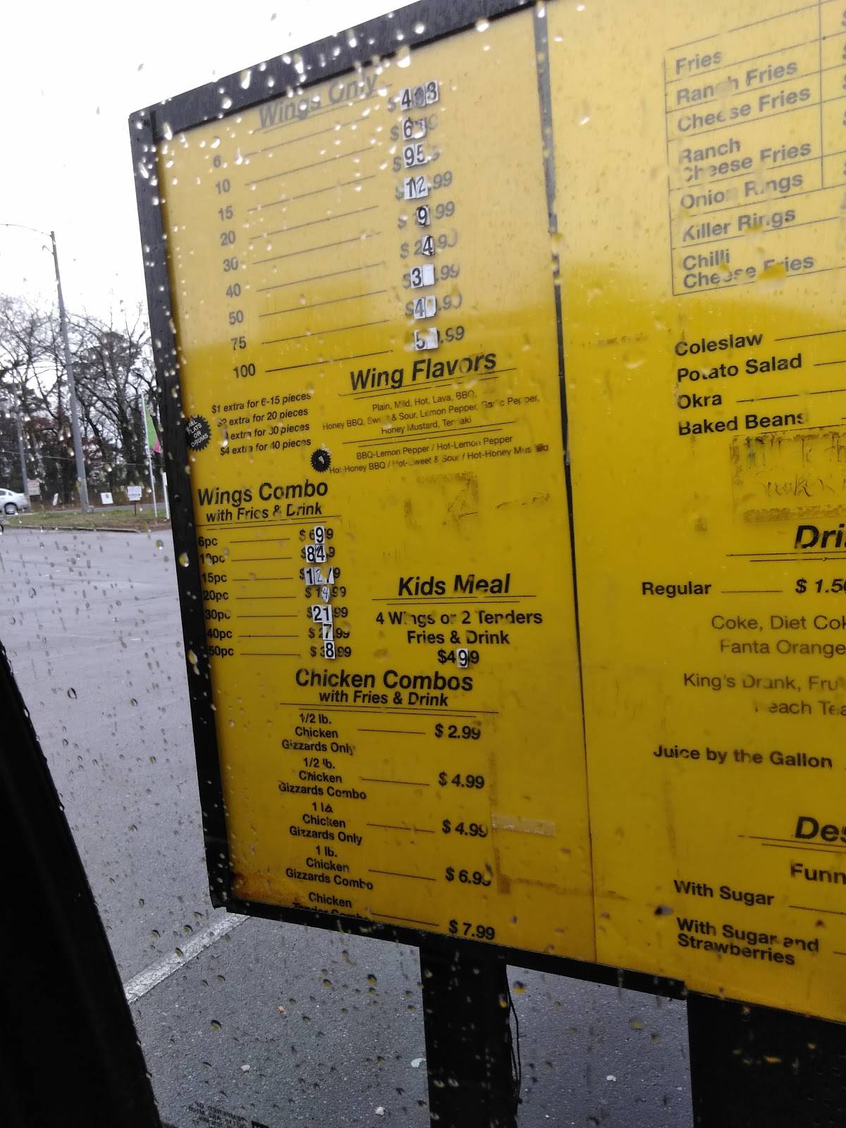 Menu at Kings Wings restaurant, Birmingham, Forestdale Blvd