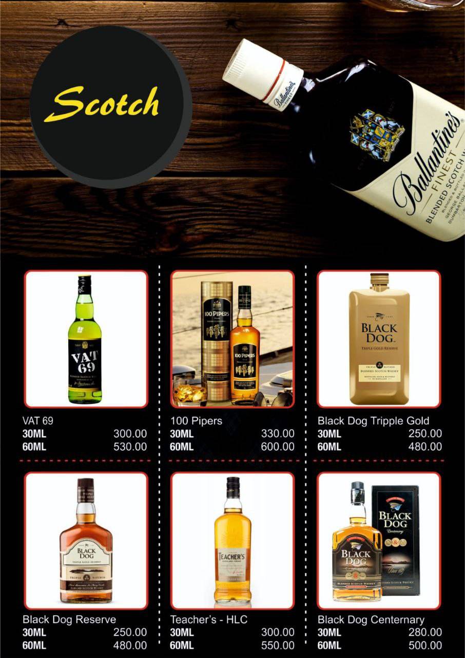 Ghalib Bar menu