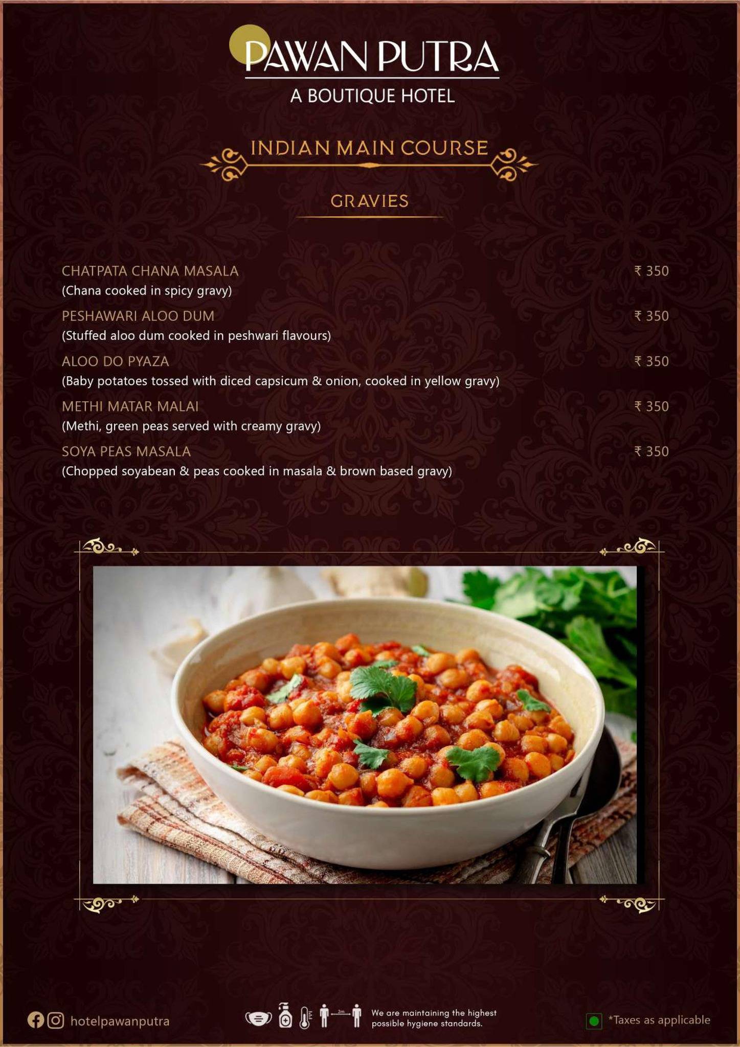 Hotel Pawan Putra menu