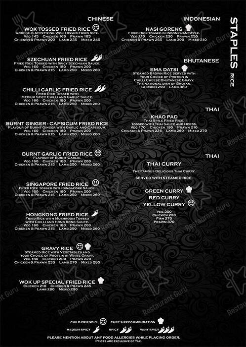 Wok Up menu