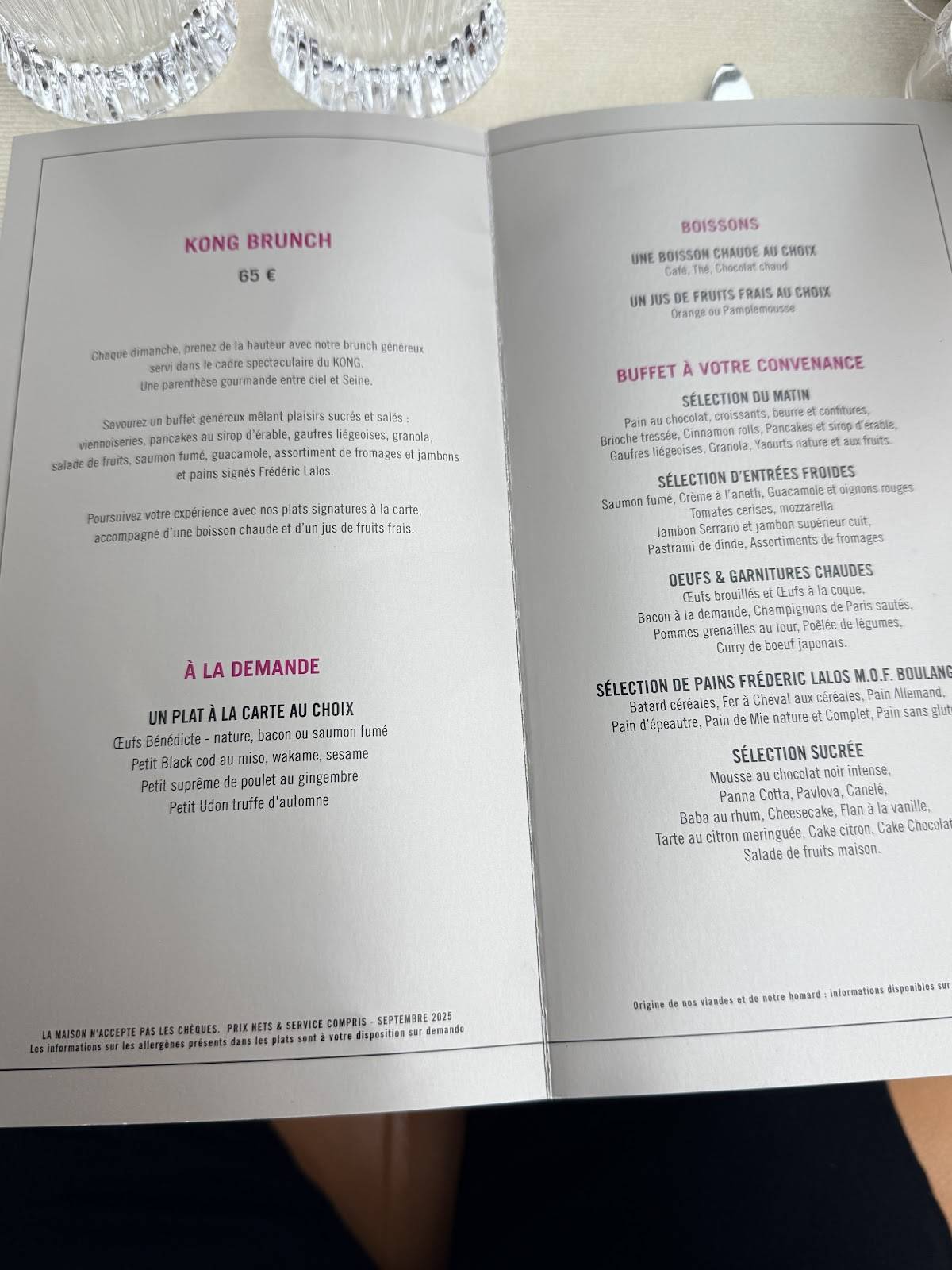 Menu de Kong