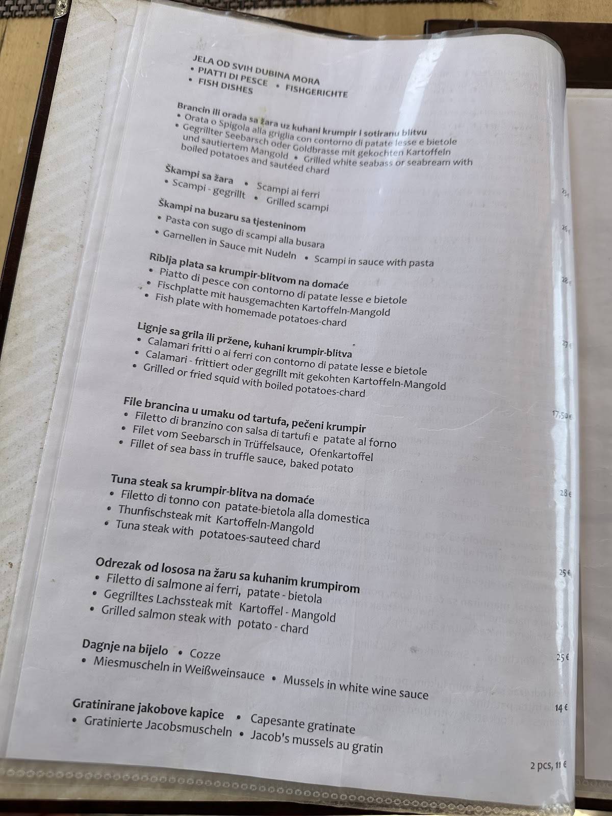 Menu di Konoba Cocaletto 