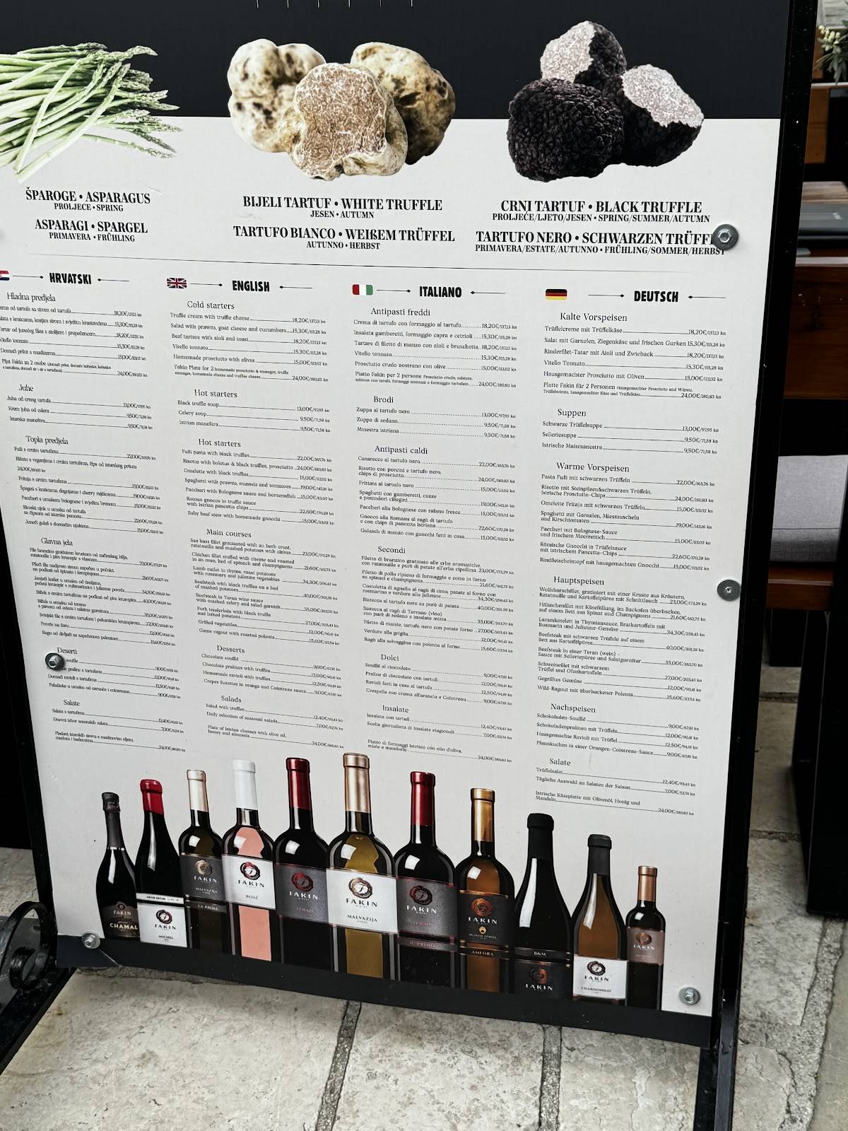 Menu di Konoba Fakin 