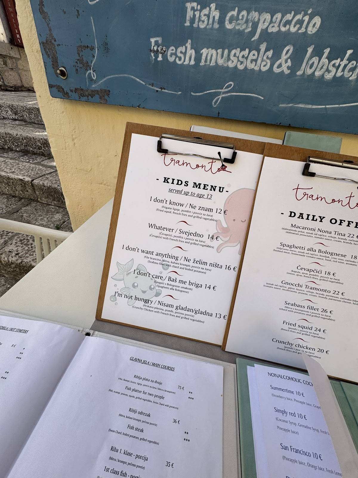 Menu di Konoba Tramonto 