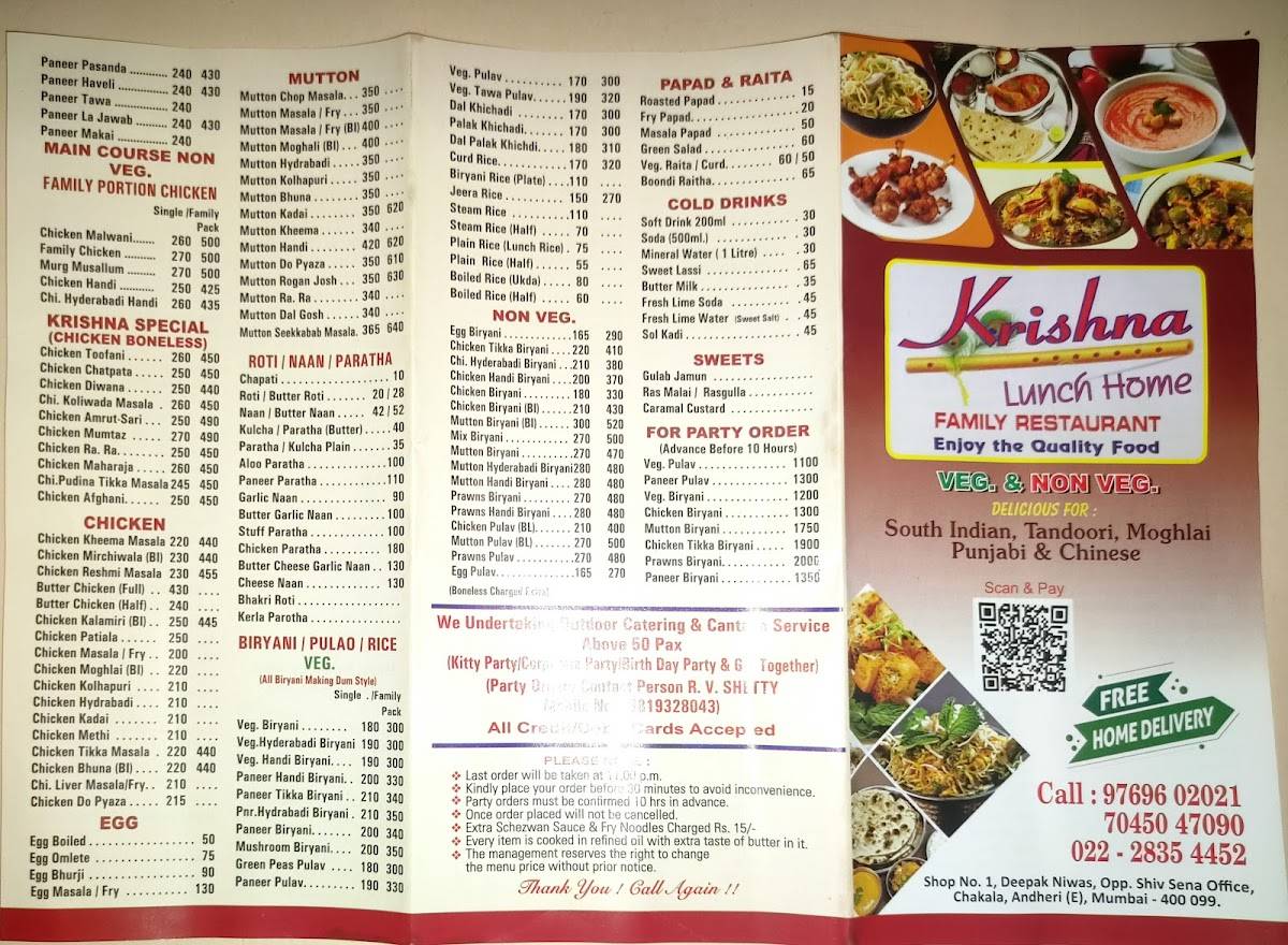 Krishna Lunch Home menu