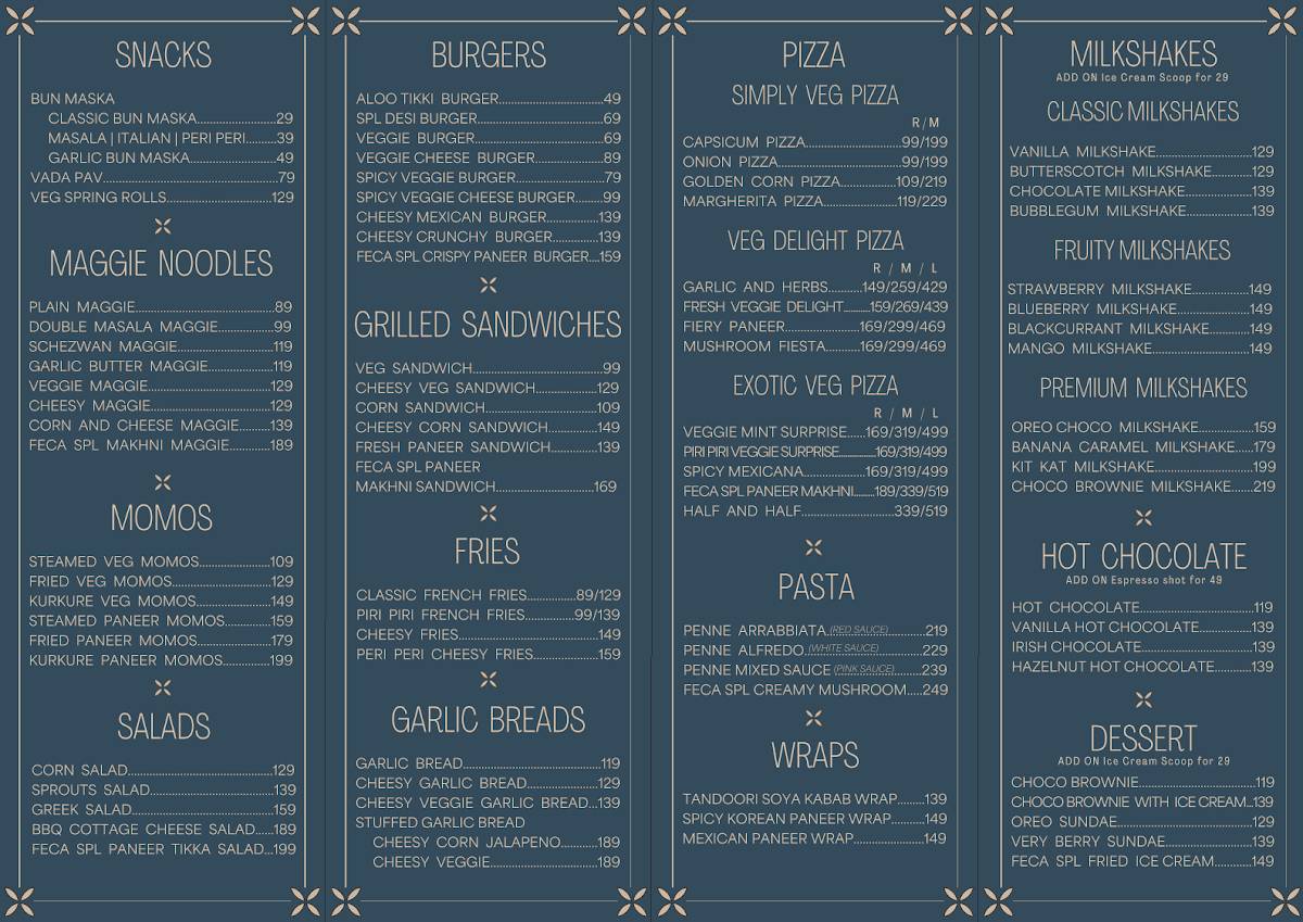 Cafe Feca menu