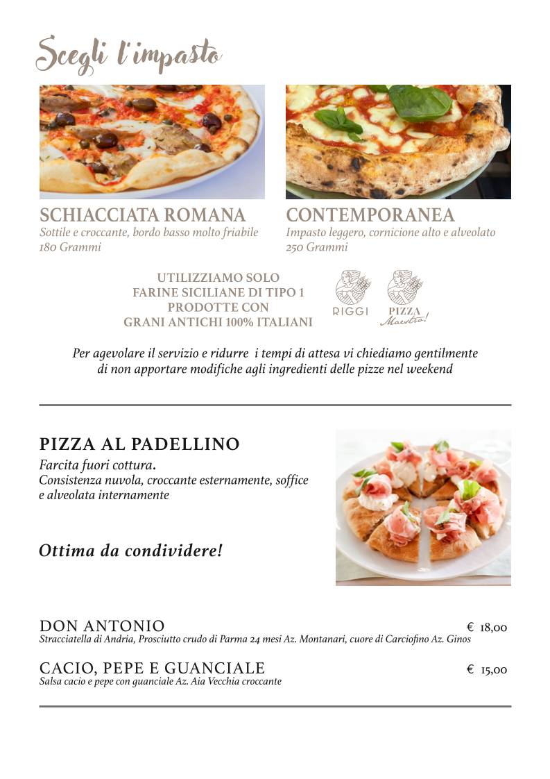Carta de L' Arcangelo I Cucina e Pizza
