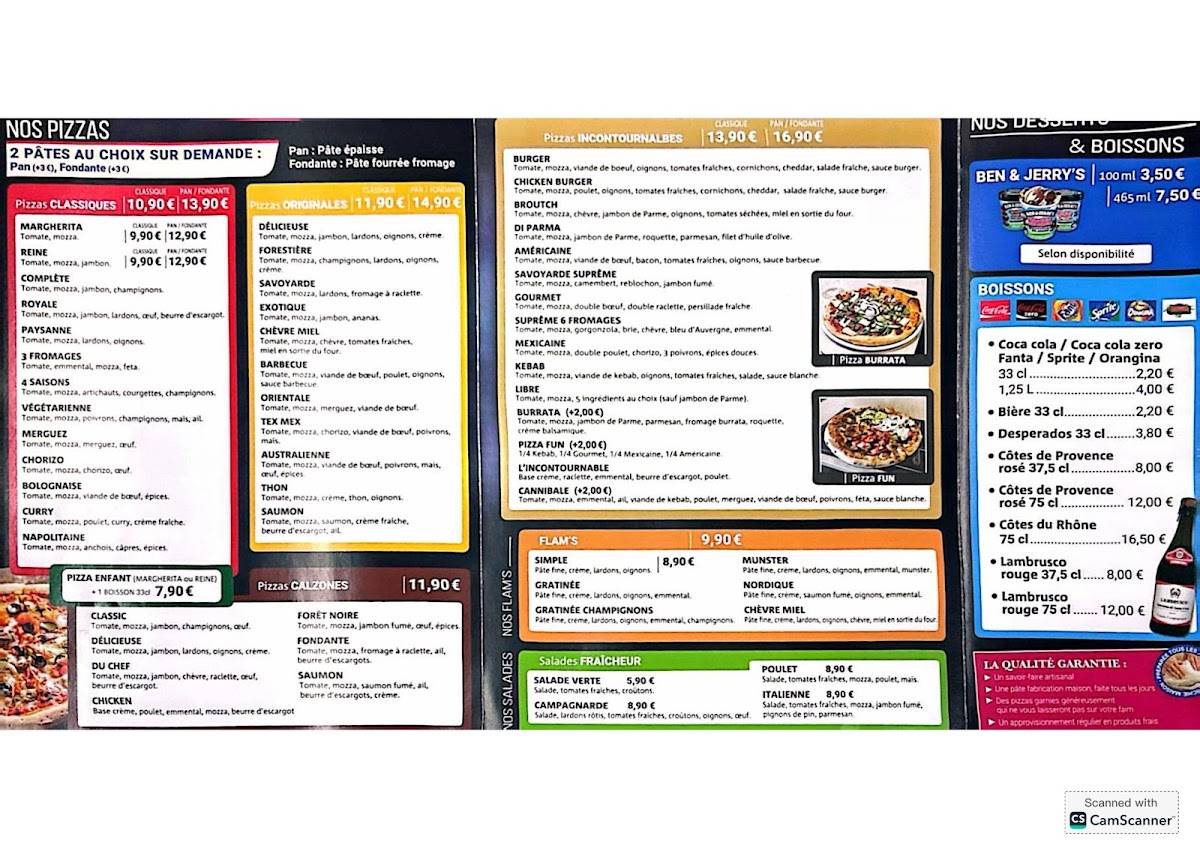 Menu de LA FUN PIZZ COLMAR