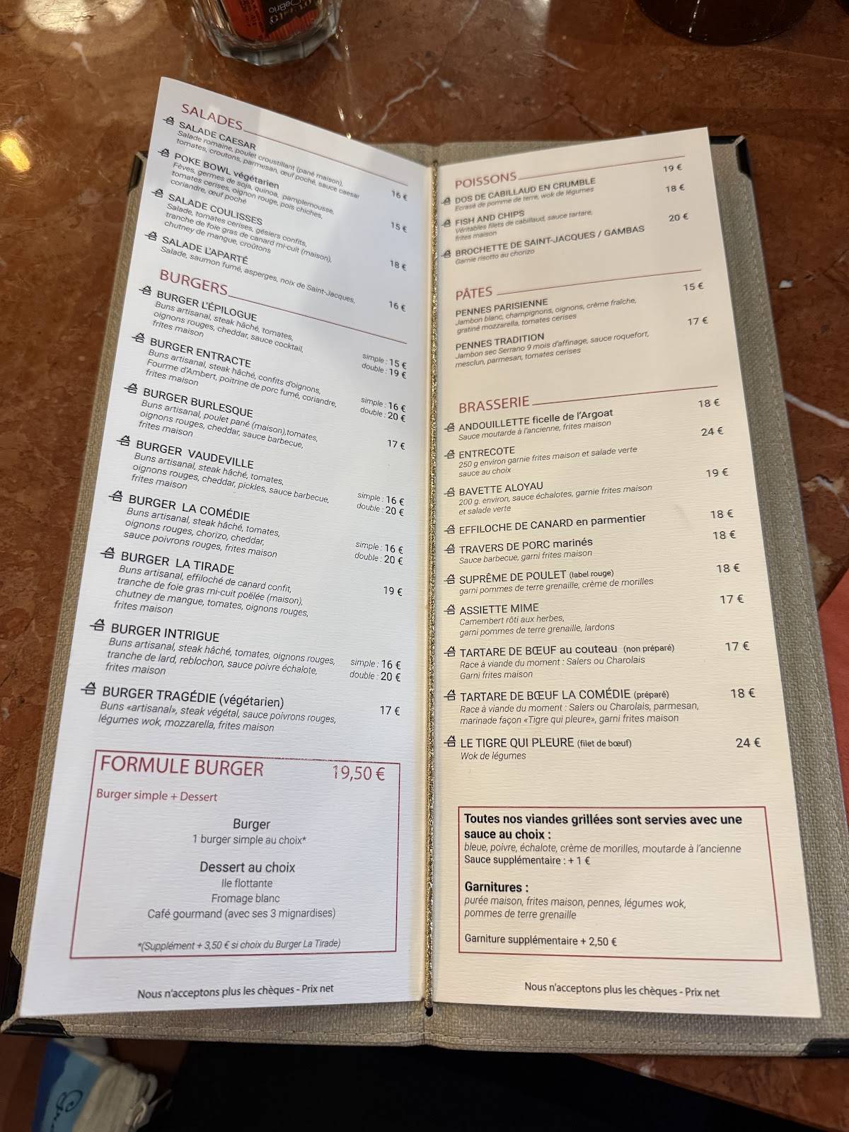 Menu de La Réplique | Brasserie festive