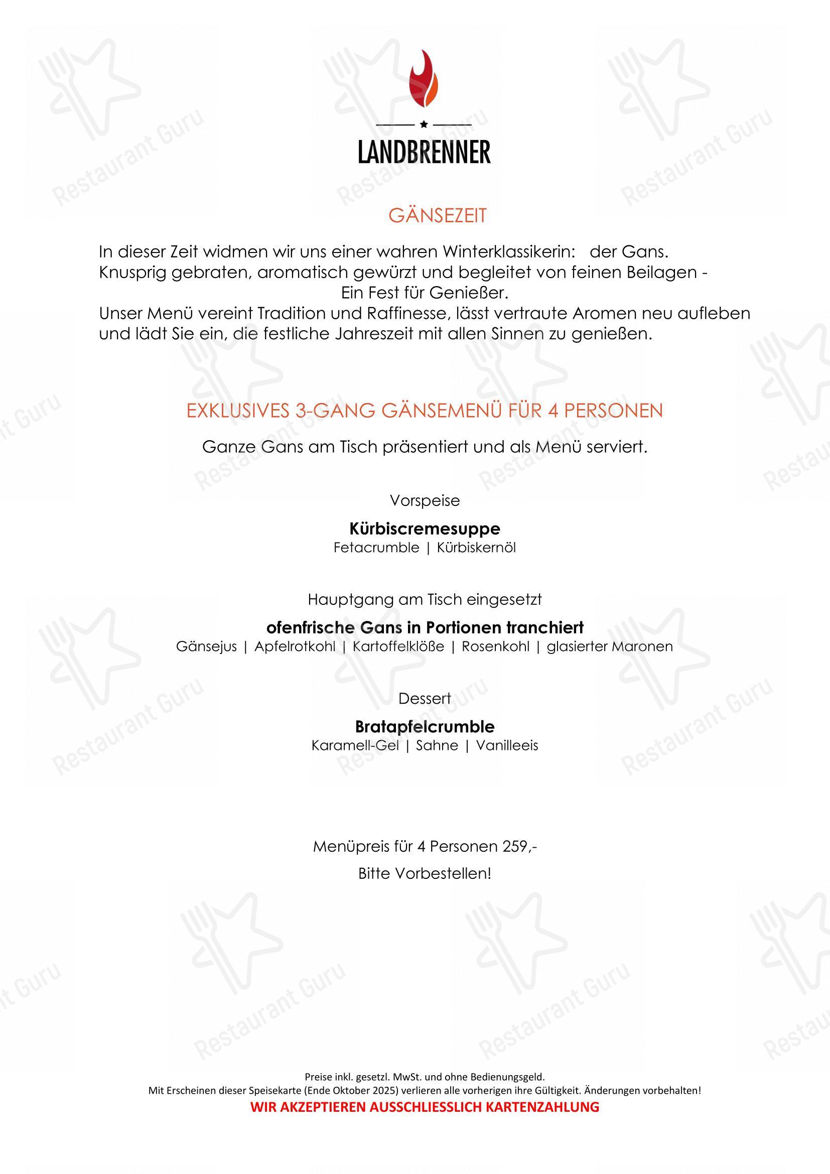 Menu bar pour LANDBRENNER restaurant