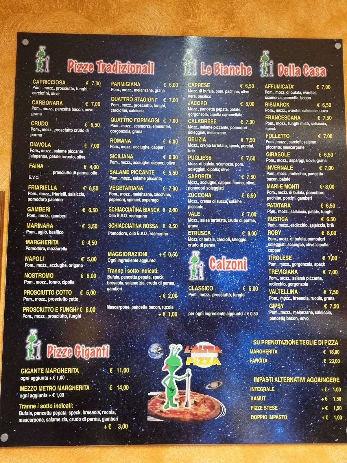 Menu di L'Altra Pizza 