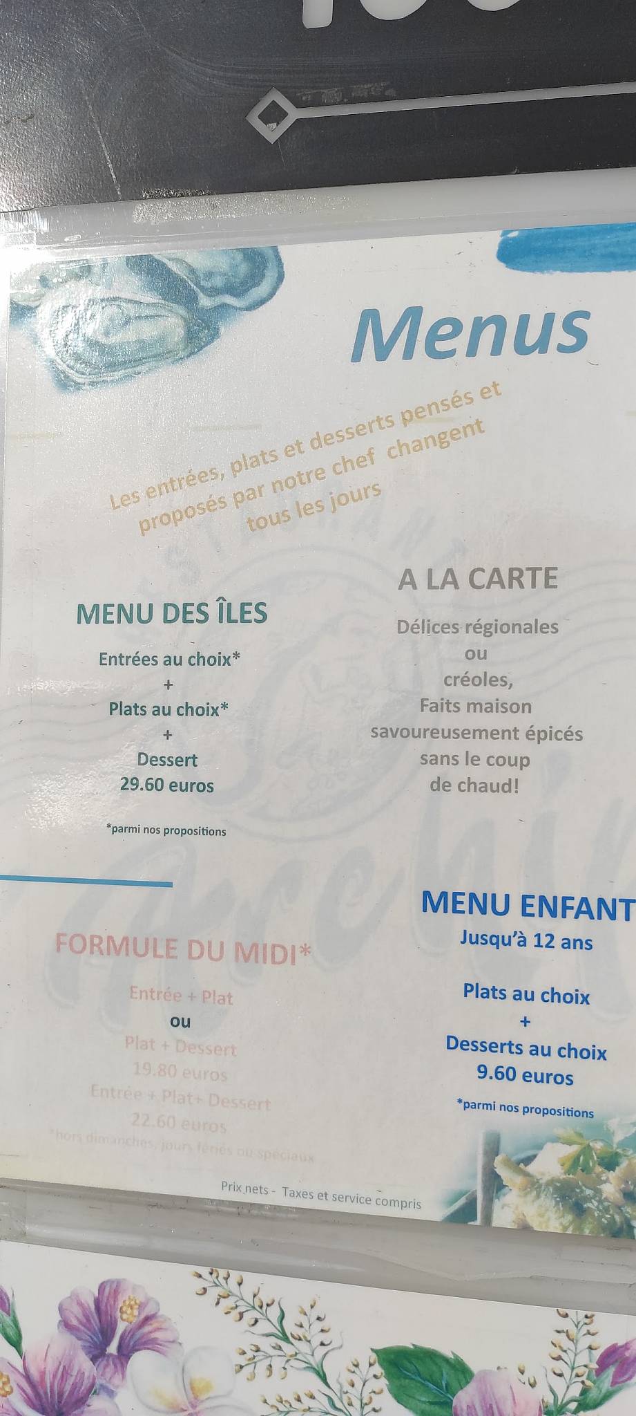 Menu de L'Archipel