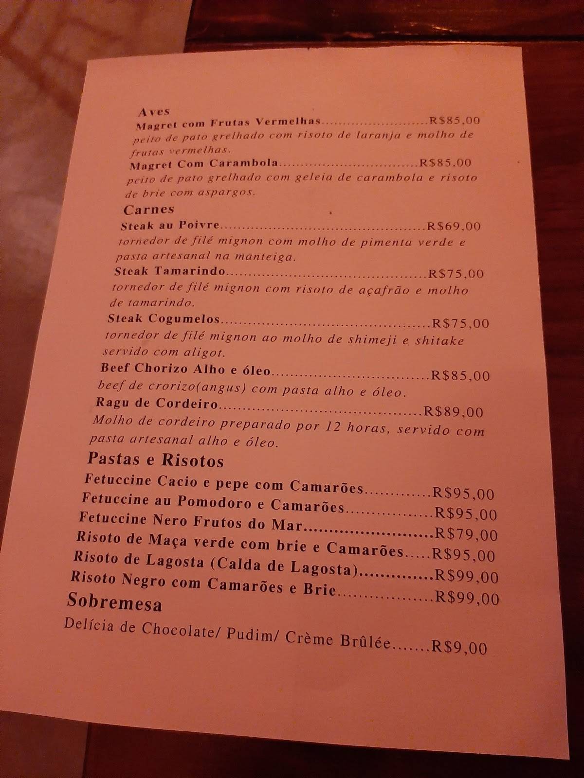 L'Atelier Bistro cardápio