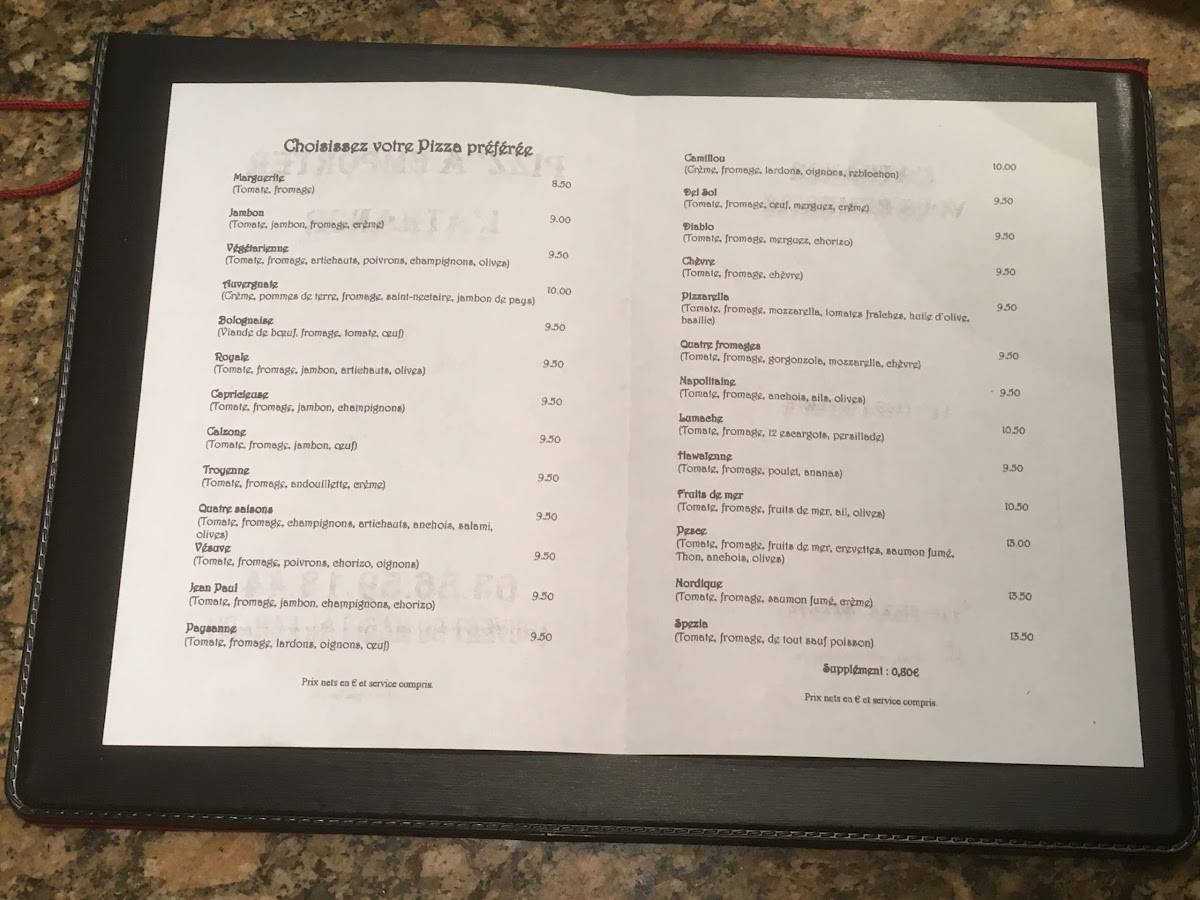 Menu de L'Athanor