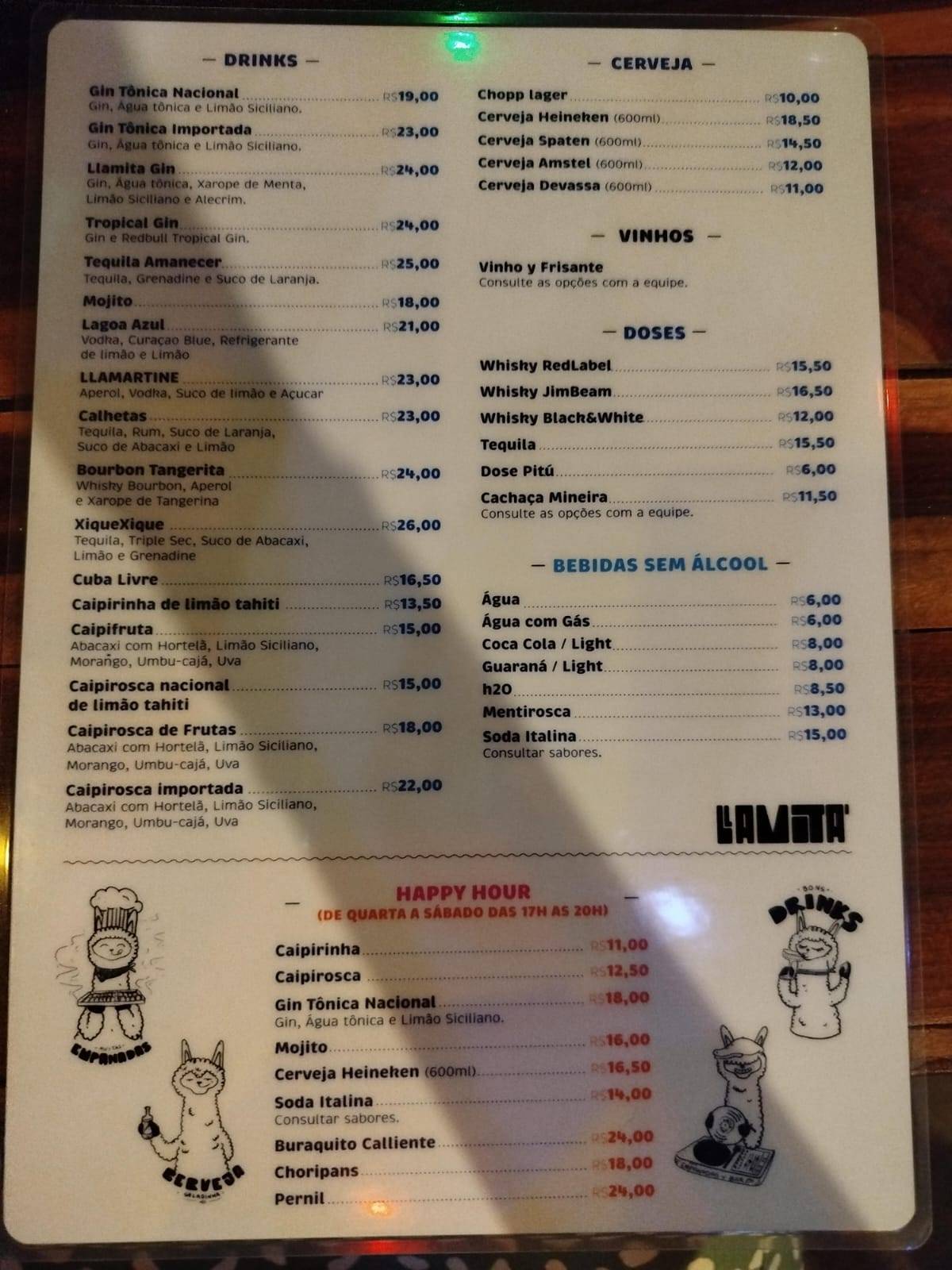 LLAMITA - Empanadas y Bar cardápio