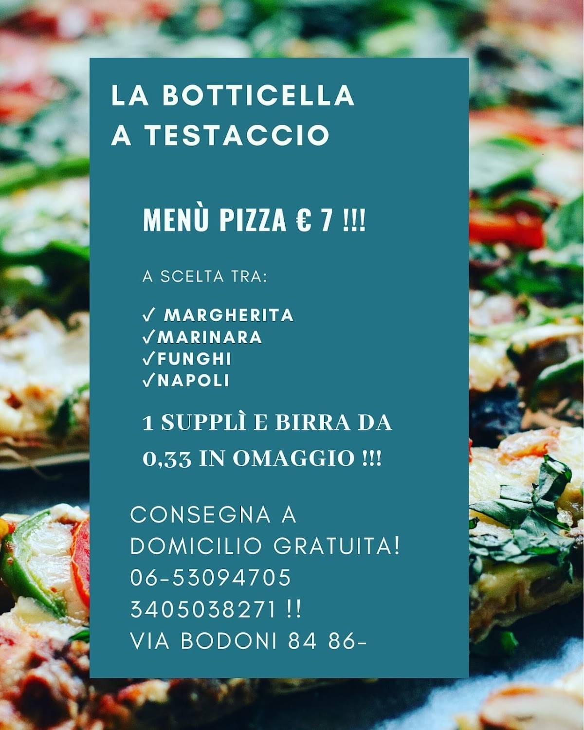 Menu di Trattoria Romana La Botticella a Testaccio 