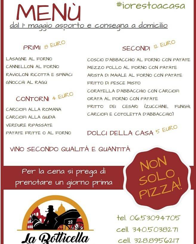Menu di Trattoria Romana La Botticella a Testaccio 