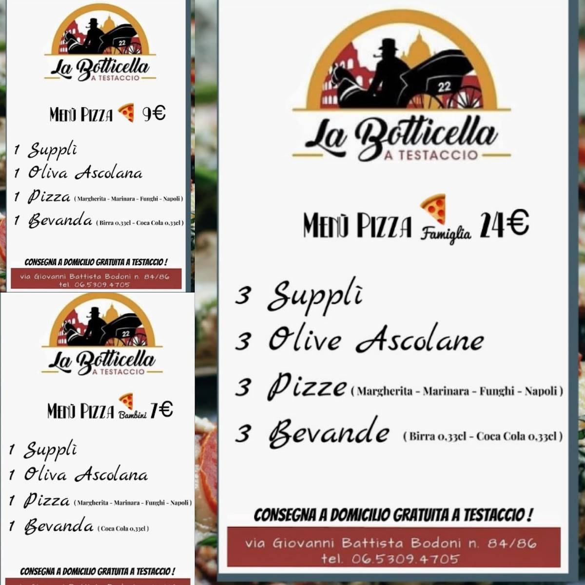 Menu di Trattoria Romana La Botticella a Testaccio 