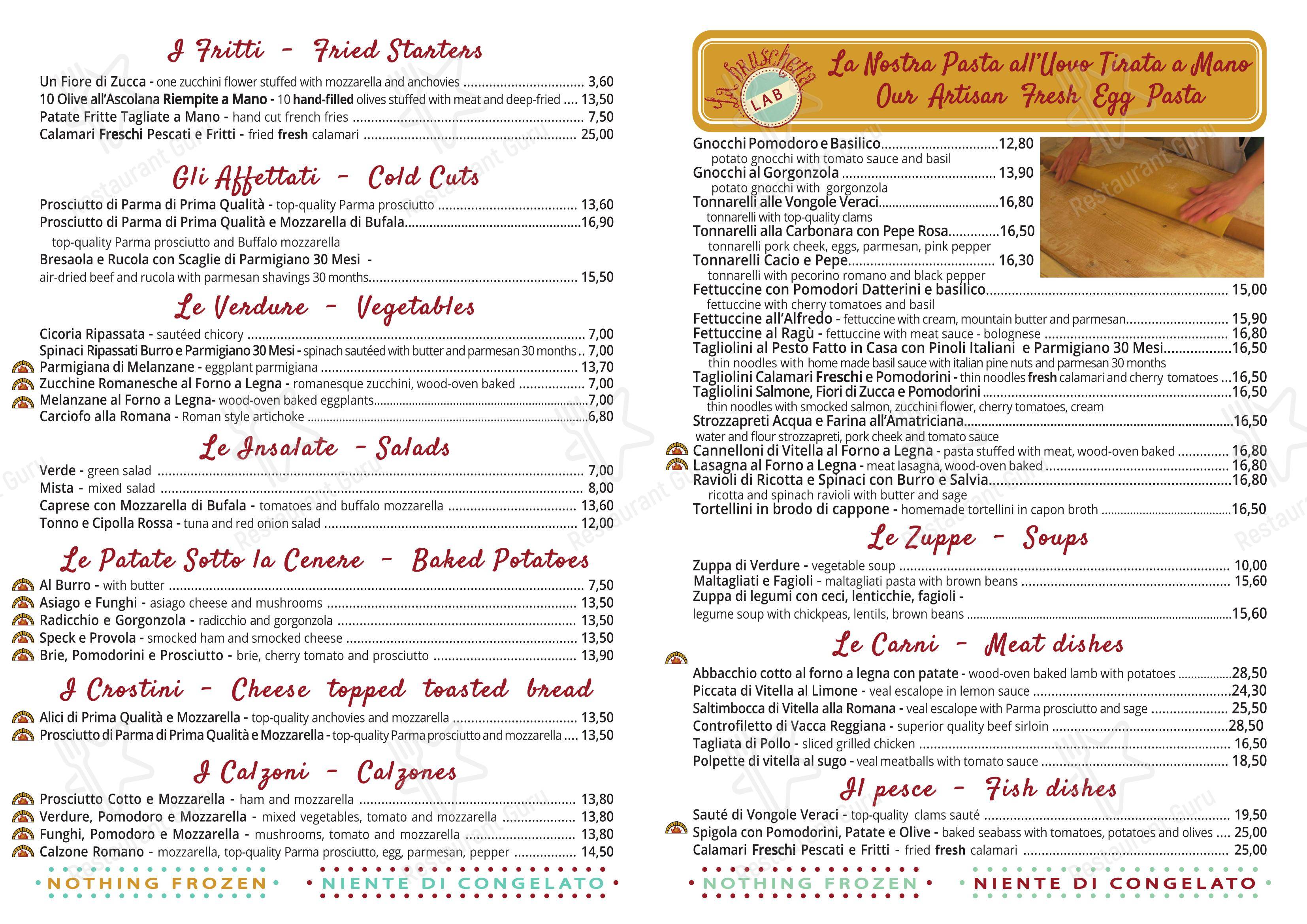 Menu per La Bruschetta e… (Via Veneto) in Roma