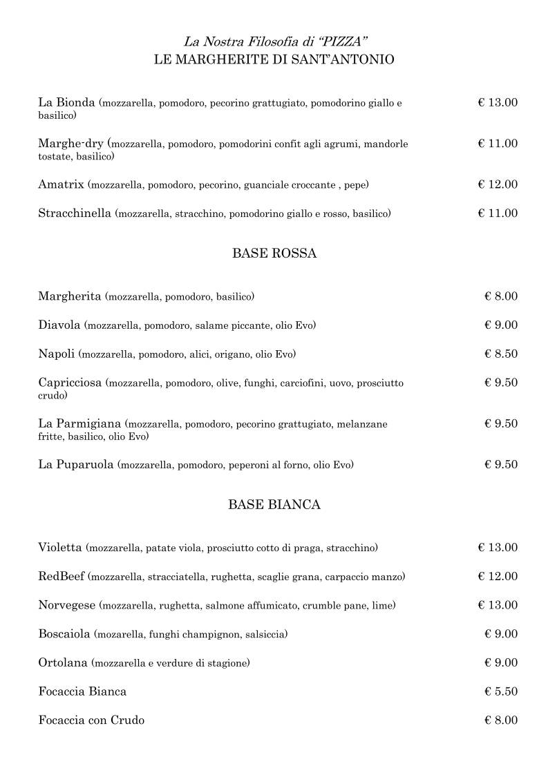 Menu di La Buca di Sant'Antonio