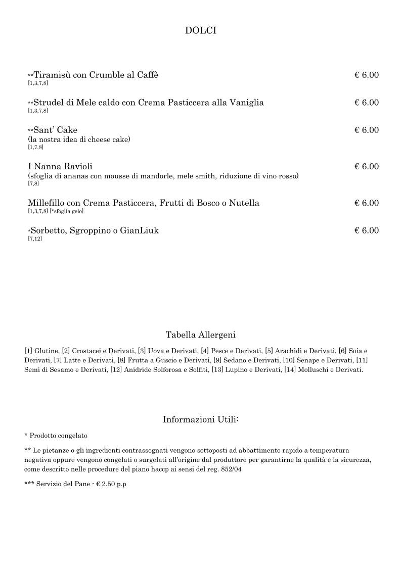 Menu di La Buca di Sant'Antonio