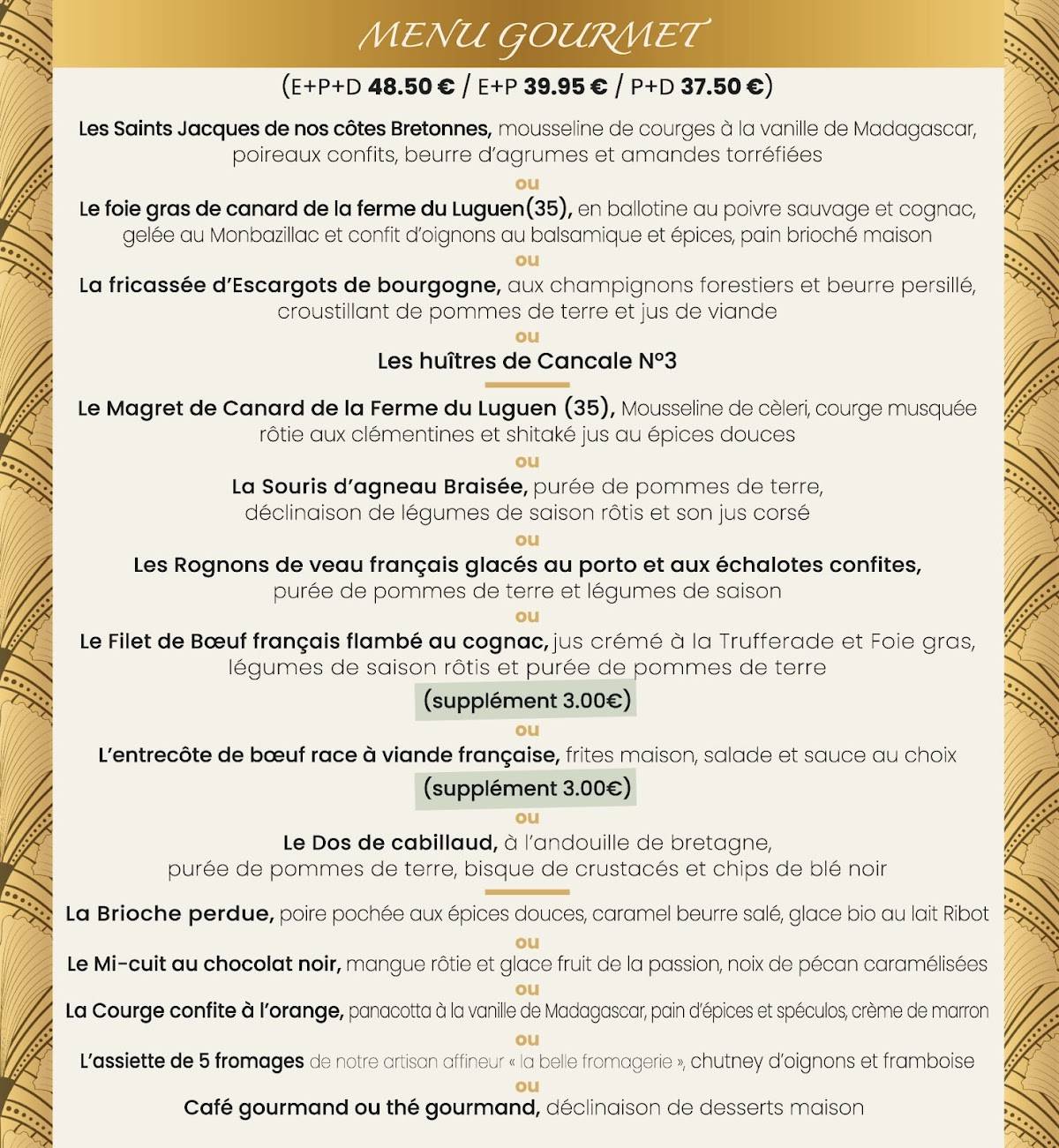Menu de La Chope