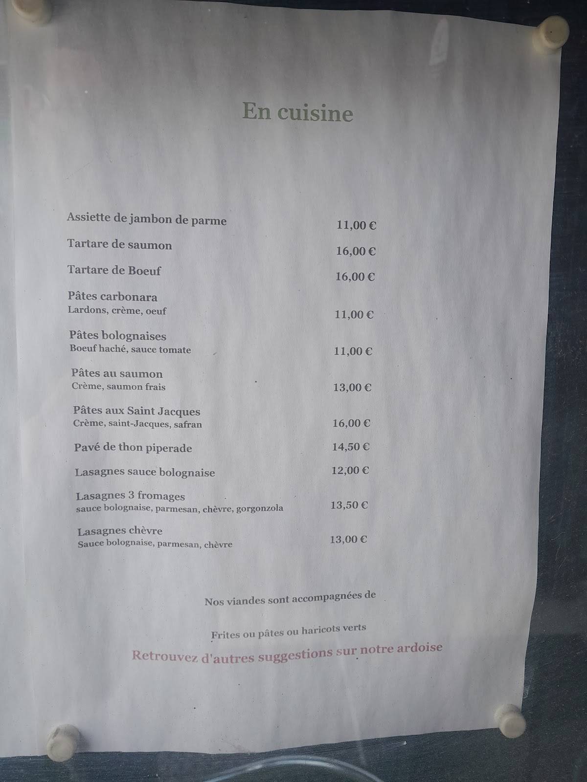 Menu de La Conca d'Oro Issoudun