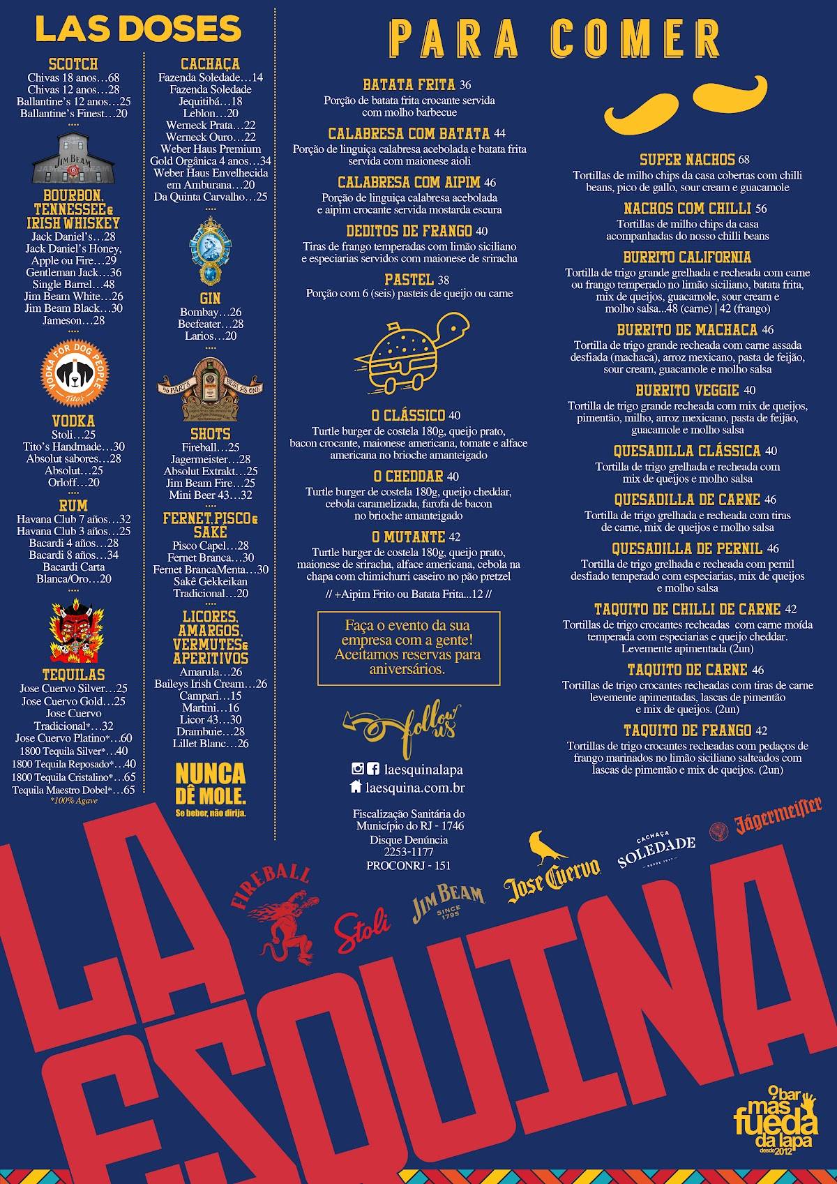 La Esquina - O bar más fueda da Lapa cardápio
