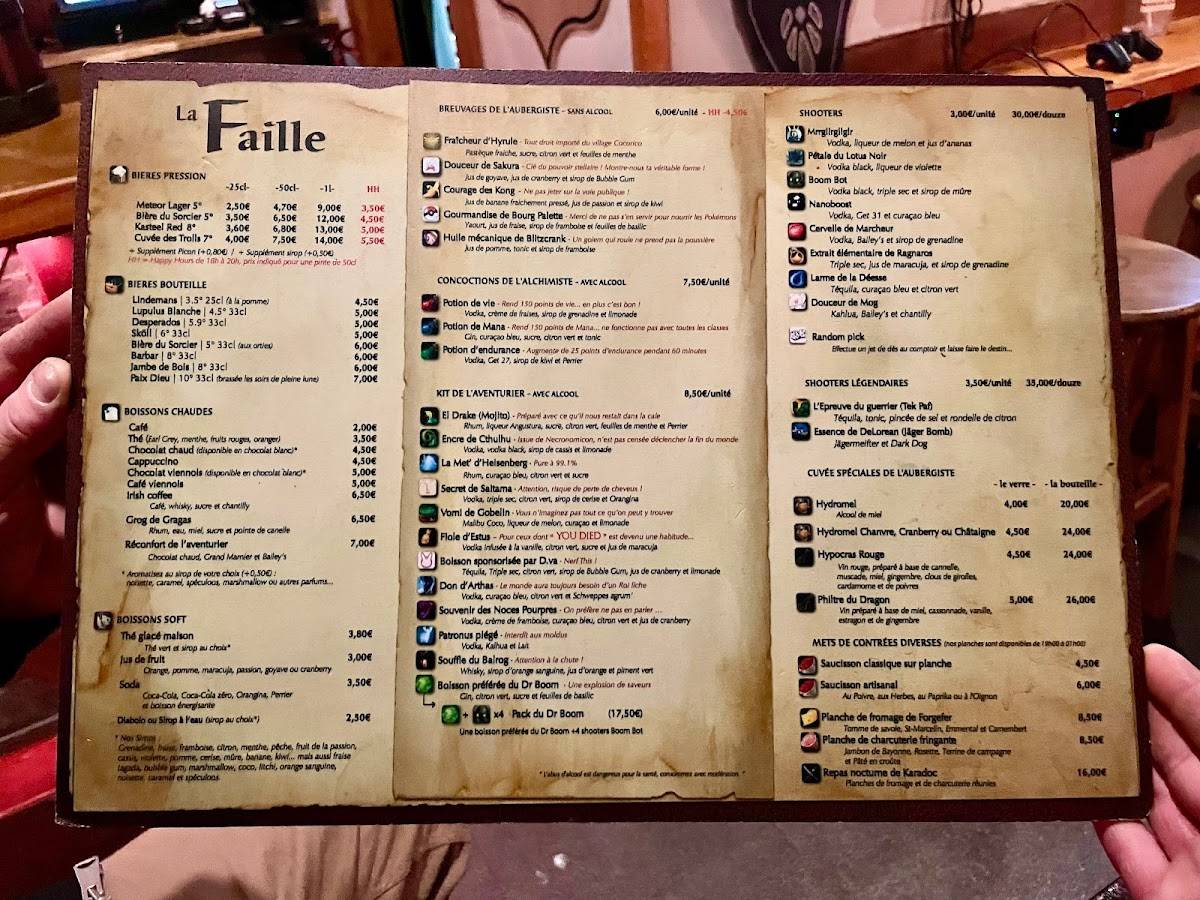 Menu de La Faille