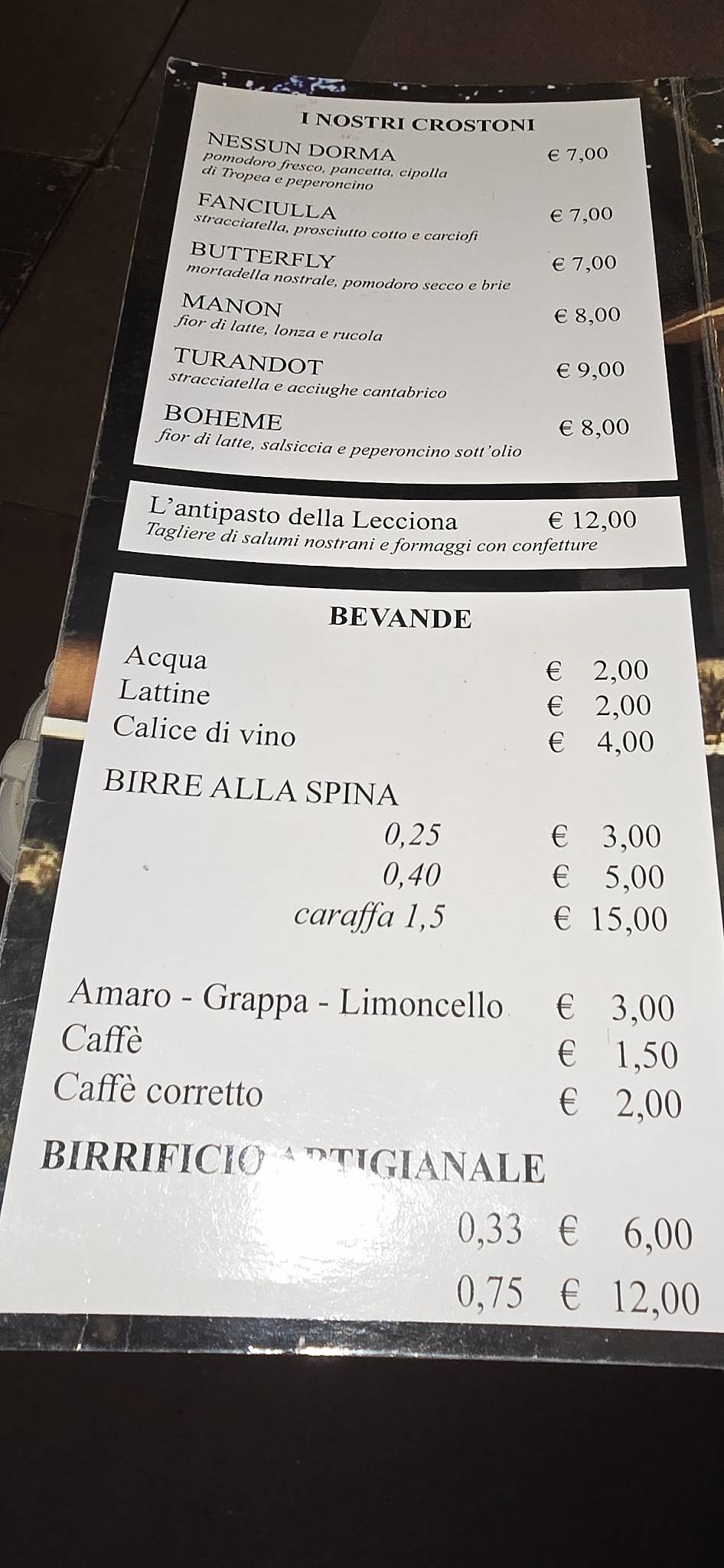Menu di La Lecciona - Pizzeria Ristorante 