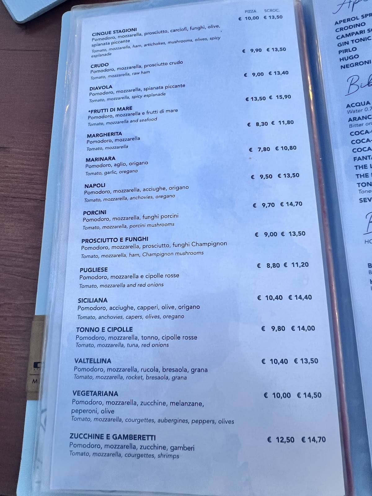 Menu di La Marinetta 