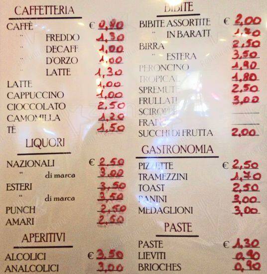 Menu di La Caffetteria Appia 