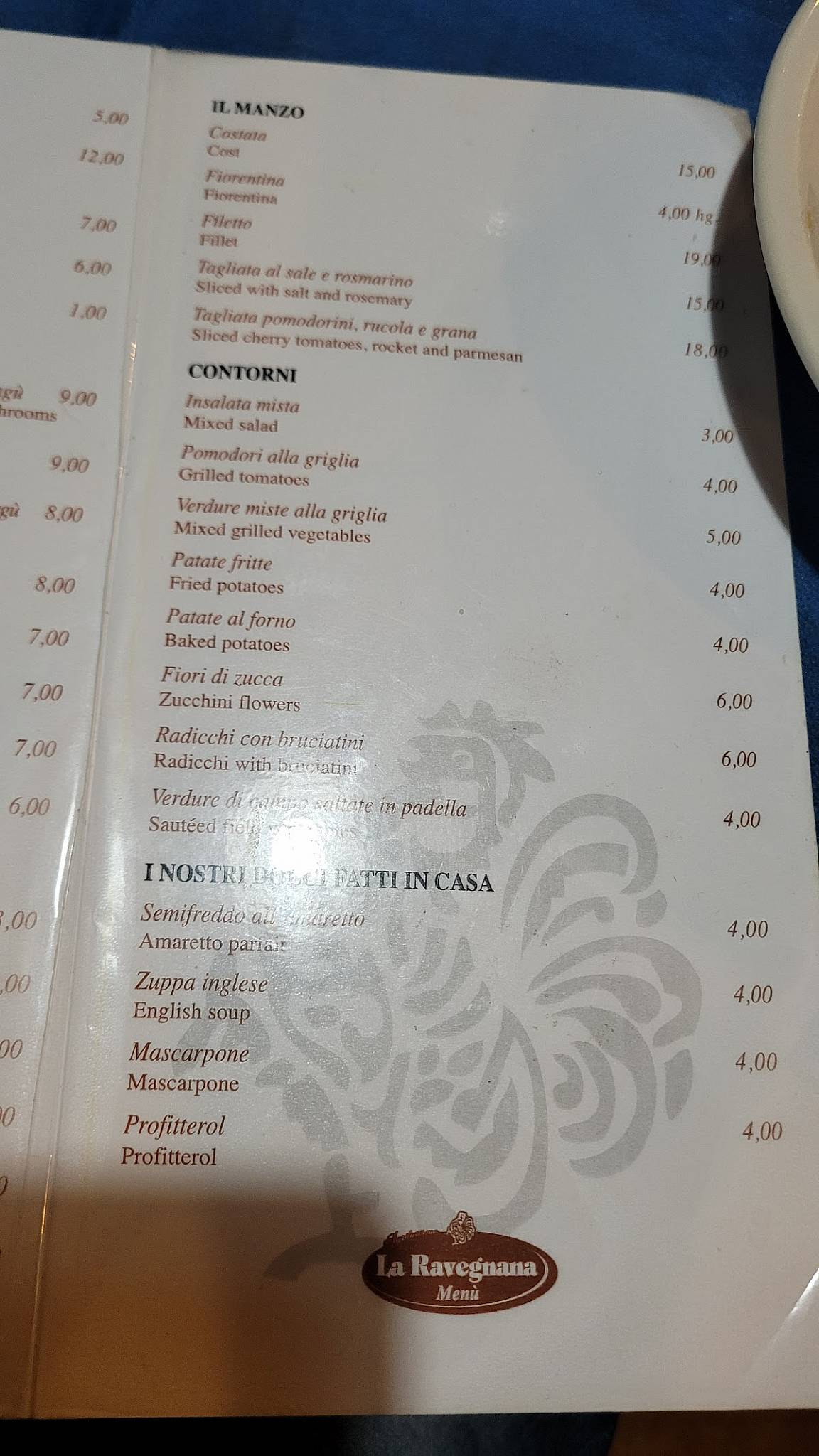 Menu di Ristorante La Ravegnana 