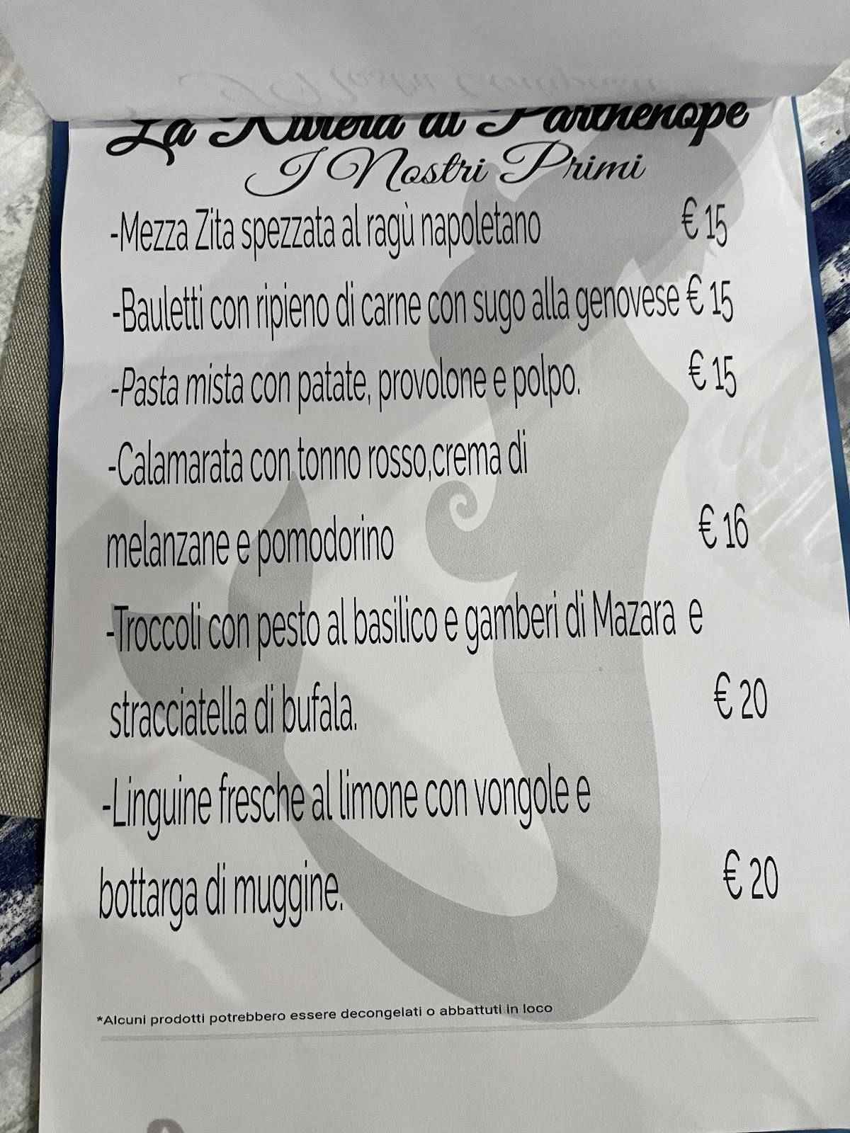 Menu di La Riviera Di Parthenope 