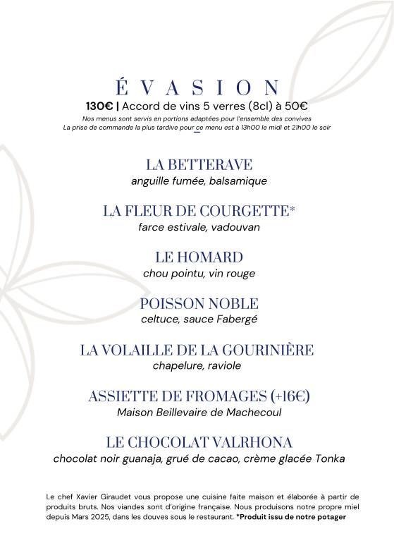 Menu de La Robe