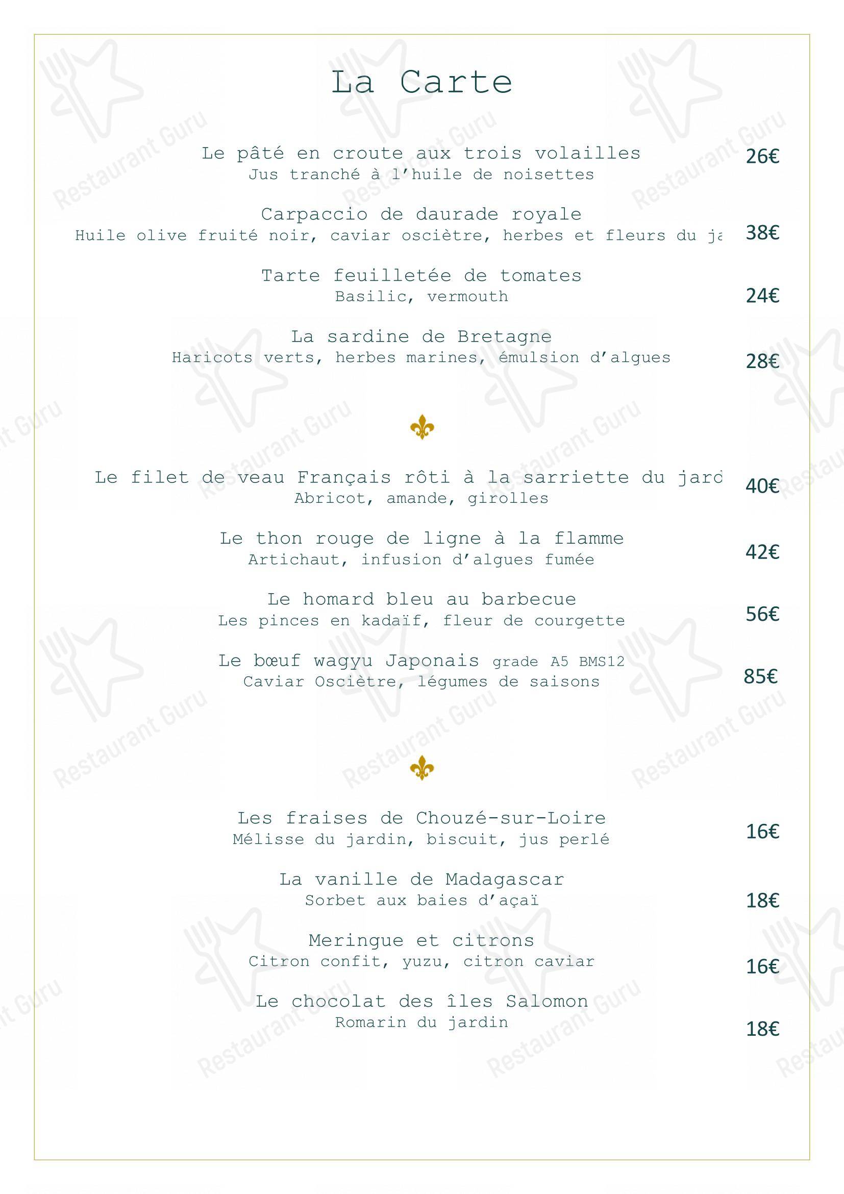 Menu pour La Roche Le Roy dans Tours