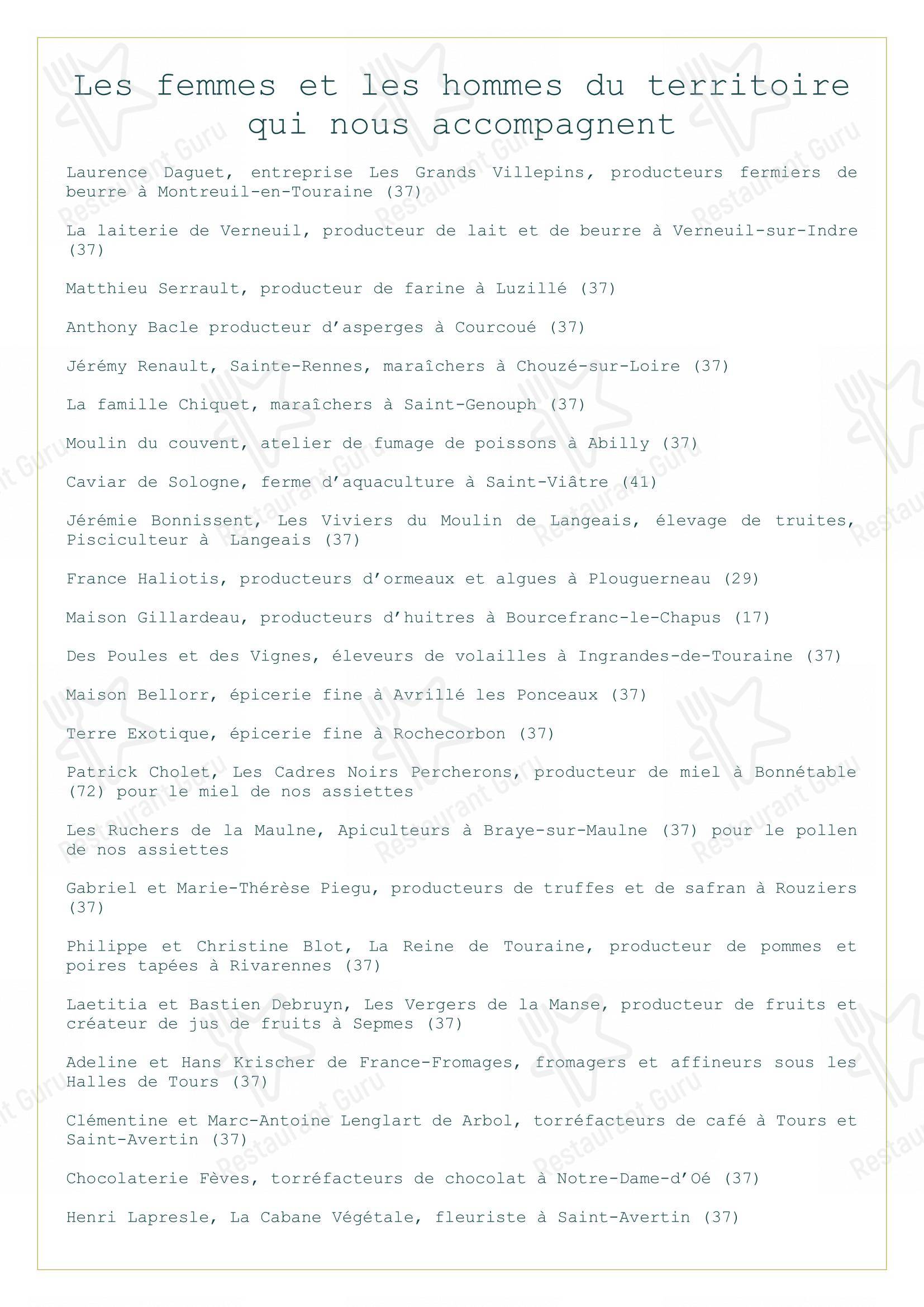 La Roche Le Roy dans Tours - Menu bar