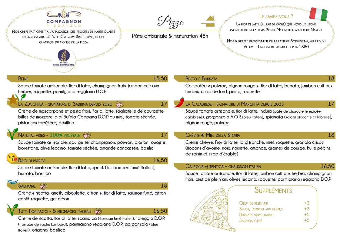 Menu de La Storia