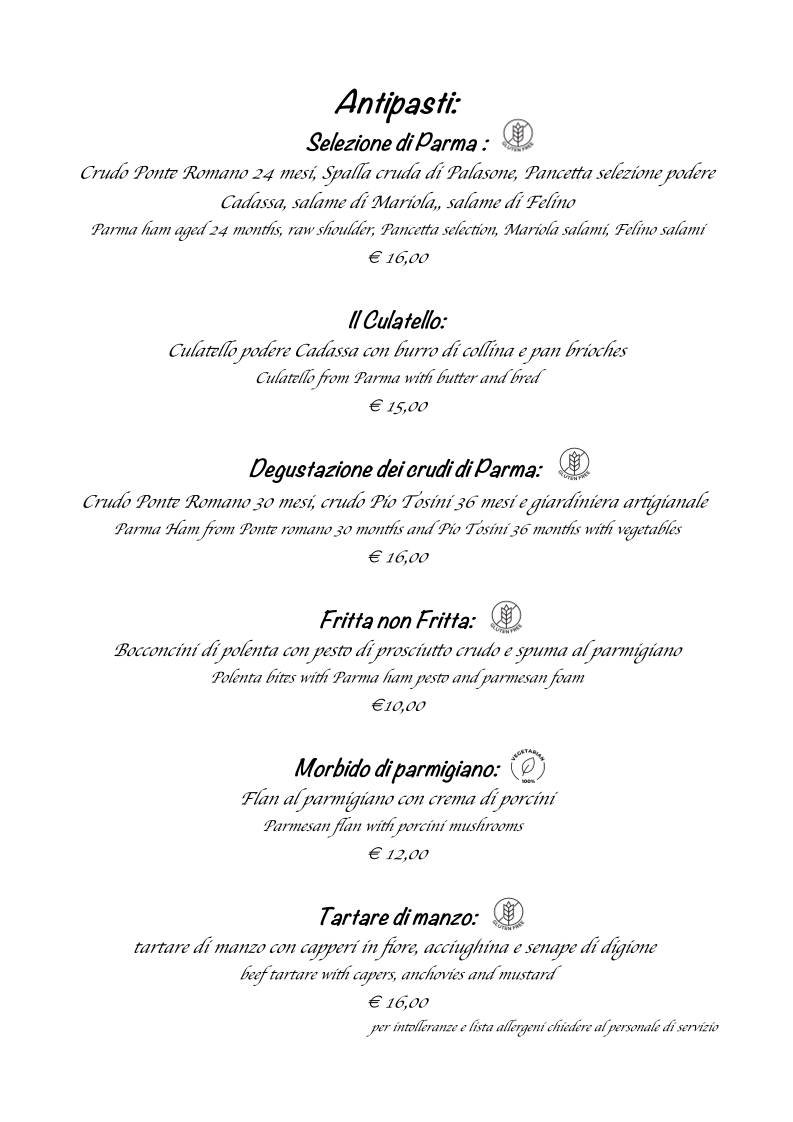 Menu di La Table 
