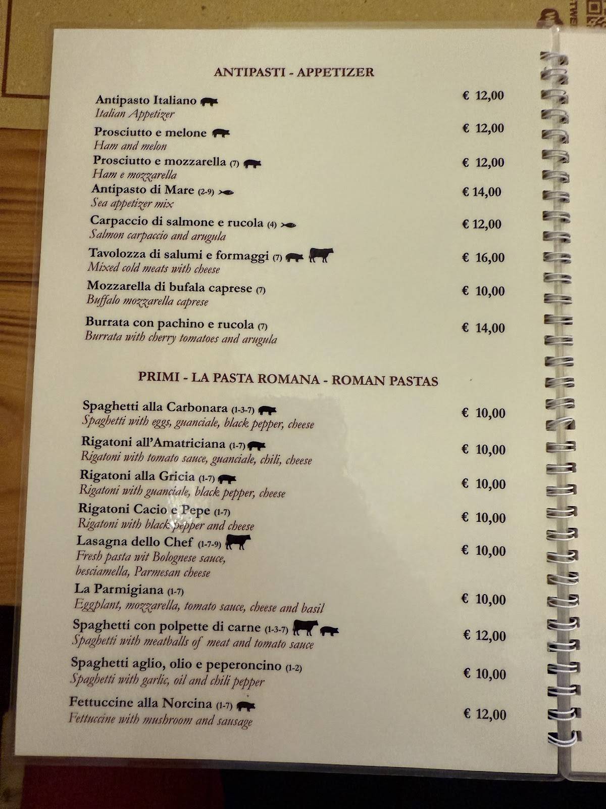Menu di La Taverna Madonna Dei Monti 16 