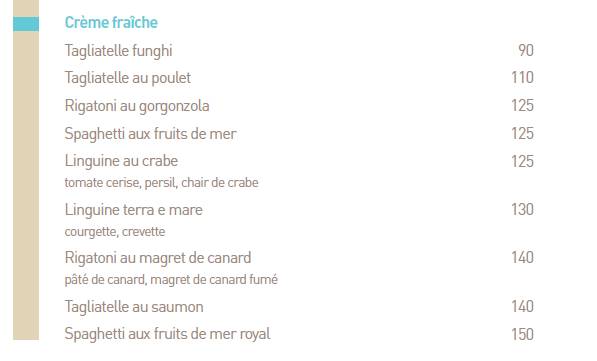 Menu de La Terrazza Rabat