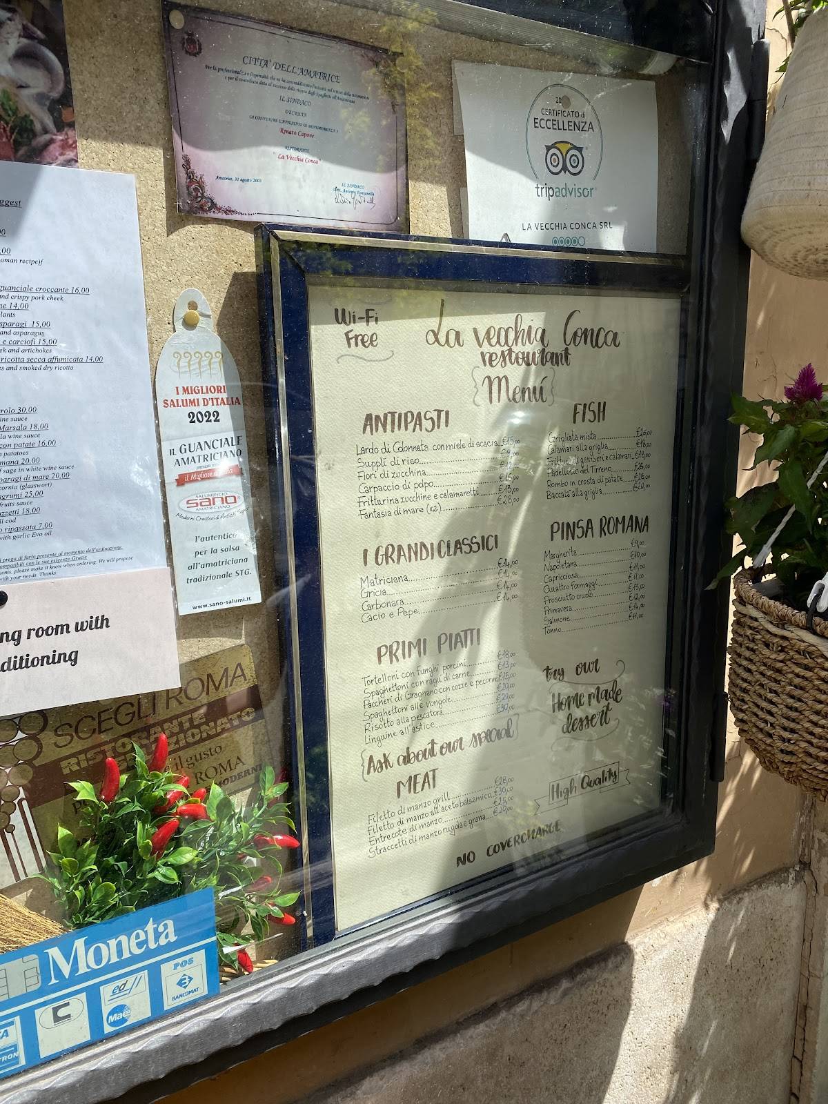 Menu di La Vecchia Conca 