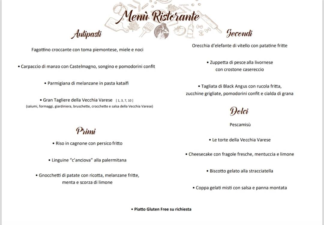 Menu di La Vecchia Varese 