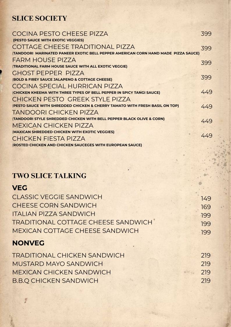 La cocina menu