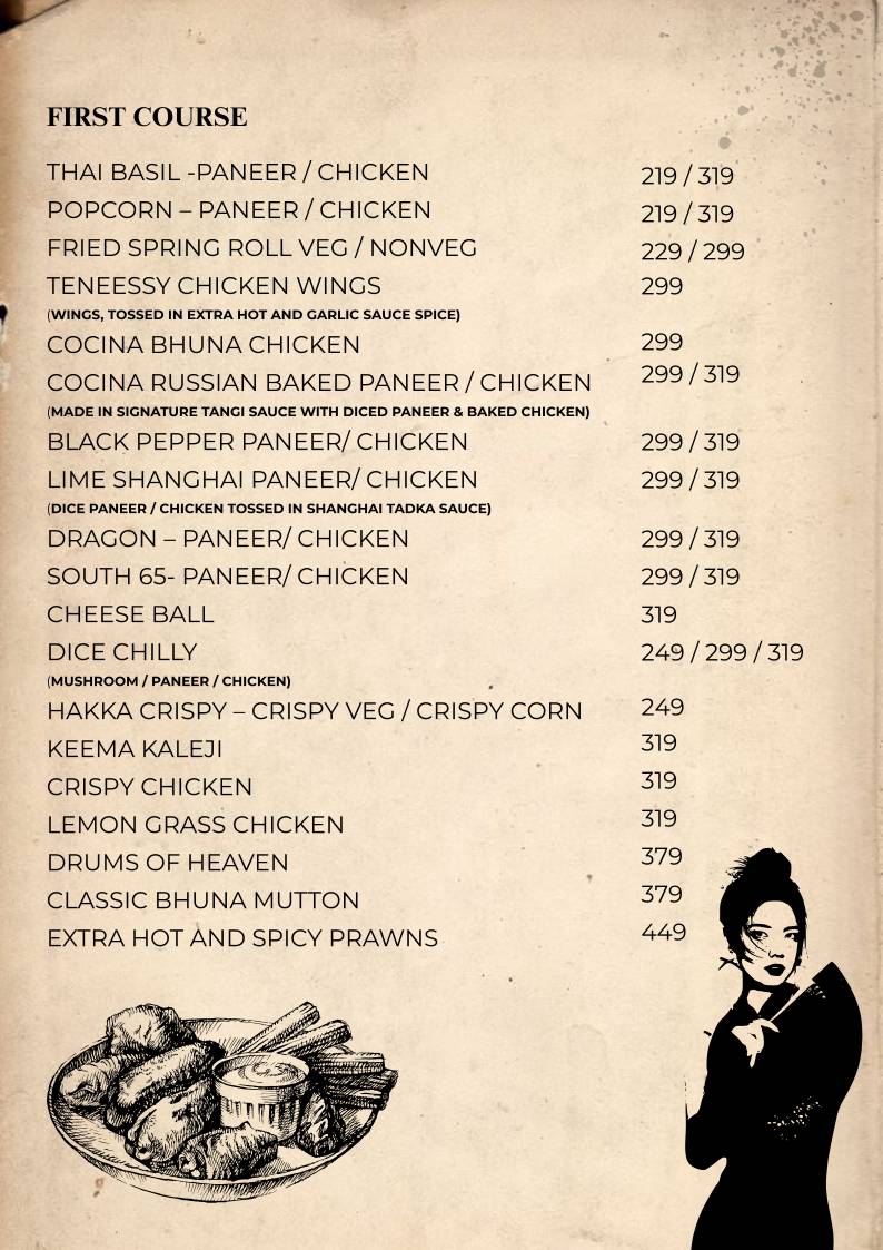 La cocina menu